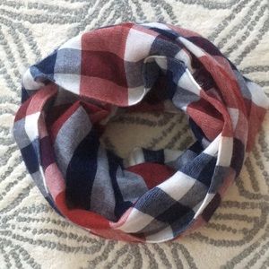 Loft infinity scarf, red/white/blue plaid